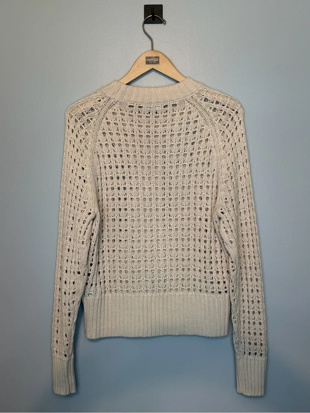 J. Crew Pointelle Stitch Crewneck Open Knit Sweater in Cream Women’s Size S